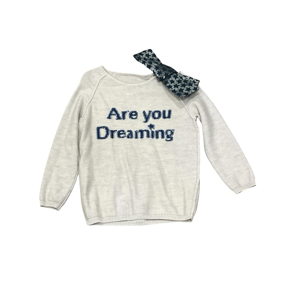 Sonia Rykiel Girl's   6 Sweater Wool Pullover Jumper Bow Gray Are You Dreaming - Picture 5 of 15
